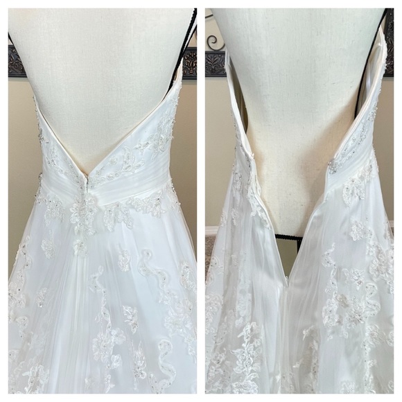 Wedding Dress Ivory Sweetheart Neckline Lace Beaded Size 10 - Picture 9 of 16